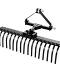 50 Inch Tow Behind Landscape Rake With 17 Steel Tines For Category 1 Tractors, angle adjustable heavy duty lawn dethatcher