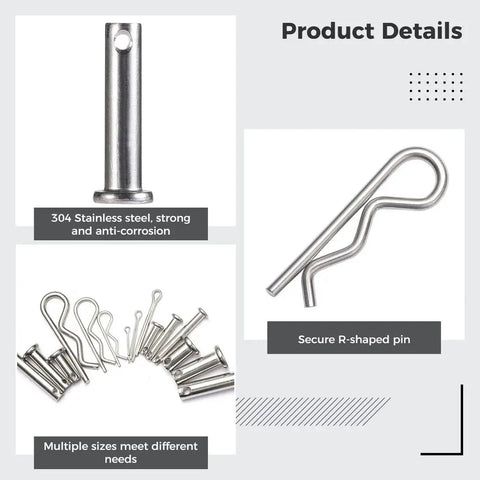 All In One 122 Pcs Clevis And Clips Fastener Set With M6 M8 Clevis Pins And M1.5 M2 M3 Cotter And Hitch Pins in stainless steel