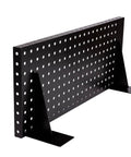 Heavy Duty Slatwall Shelf 24 Inch For Retail, Garage, And Home Storage, Slat Wall Hanging Shelf With Strong Support Frame, Black, 2 Pack For Heavy Load Organization And Versatile Wall Display, showing side view.