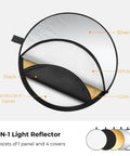 5 In 1 Light Reflector Kit 32 Inch Portable Collapsible For Studio And Outdoor Photography with silver, gold, white, black covers