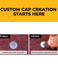 On Demand Custom Color Punch Kit For Cabinet Making Create Perfectly Matched Caps From Your Veneer Or Edgebanding Ideal For Small Scale Refacing Or Touch Ups Compact Easy To Use For Materials Up To 0.022 Inches Pro Grade Tool For Quick Cap Touchups with before and after cap matching comparison.