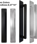 8.27 Inch Sliding Barn Door Handle Matte Black Stainless Surface Mount Kit With Full Hardware No Groove Cut Needed For Quick DIY Friendly Install Durable Modern Door Pull In One Pack Ideal For Cabinet Gates And Glass Doors, black and silver options