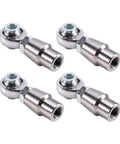 Four Piece 5/8 Inch 18 Thread Heim Joint Rod End Kit With Heavy Duty Spacers, silver finish, ideal for tight steering upgrades.