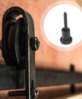 Barn Door Stopper Track Spacers 1 Set For Sliding Barn Door Hardware shown installed on track and close-up of a wall spacer.