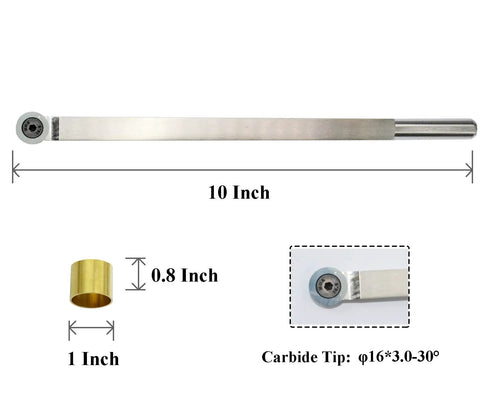 R16 Carbide Woodturning Tool Battle Ready Stainless Steel Lathe Finisher with 10 inch bar and 16mm round carbide insert.