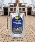 Heavy Duty Concrete Crack Filler Rock Solid Epoxy Primer Base Seal 200ml bottle on wood surface showcasing self-leveling application.