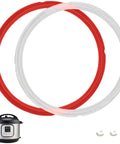 Mini 3 Qt Instant Pot Sealing Ring Set With Float Valve Caps 2 Pack, red and clear silicone gaskets with caps