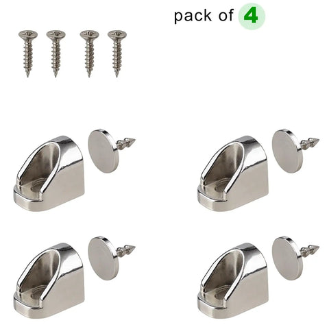 Premium Four Piece Magnetic Cabinet Door Catch Kit With Durable Iron Spur Mount And Classic Nickel Finish, includes 4 latches and screws.