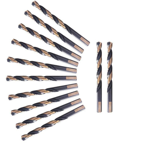 12-piece twist drill bit set, 17/64 in, black and gold coated, Amazon brand.