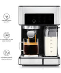 Compact Slim Green Milk Frother Coffee Maker For Your Daily Setup brewing espresso with 1.8L tank and one-touch control.