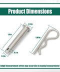 Heavy-Duty Clevis Pin And Clip Kit Replacement For Husqvarna Tiller Drive, Replaces 532132673 And 532003146, 1.9 in pin and 1.98 in clip dimensions