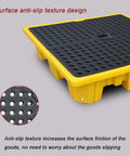 Heavy Duty Plastic Spill Pallet For Oil Drums And Industrial Liquids With Leak Proof Deck and anti-slip texture design