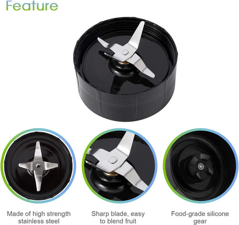 Cross Blade Replacement Kit With 4 Rubber Gaskets For 250W Blender MB1001 Series Replacement Parts For Smoothies And Frozen Drinks Juicer And Mixer High Quality Plastic And Stainless Steel Dishwasher Safe Pro Grade