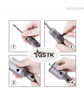 Assembly steps for Beefed Up 15 Piece Concrete Hole Saw Kit with SDS Plus Shank and 110mm Connecting Rod