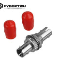 ST To ST Fiber Optic Coupler Adapters 50 Pack With Ceramic Ferrule For Extending Single Mode Cables shown with protective caps