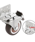One Piece Heavy Duty Caster Wheel 20 Kg Silent Swivel With Brake For Moving Furniture Chairs Beds Cabinets Work Tables Soft Rubber 2 Inch Stem