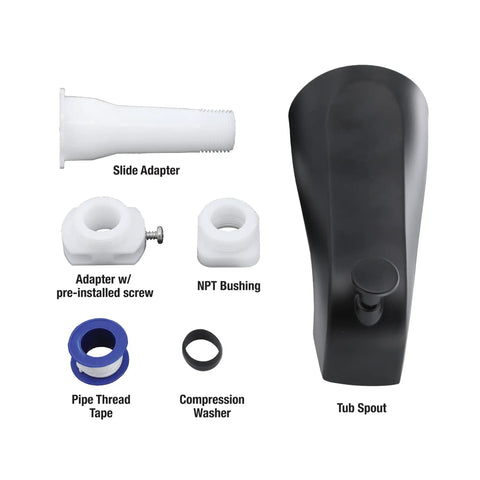 Matte Black Diverter Tub Spout 11079 Replacement For Worn Out Tub Faucet Easy Install modern style upgrade kit components