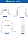 Front view of white PVC conduit pipe clamp, 20mm (1/2 in) two-hole clip
Front view of white PVC conduit pipe clamp, 25mm (3/4 in) two-hole clip
Front view of white PVC conduit pipe clamp, 32mm (1 in) two-hole clip
Side view of white PVC conduit pipe clamp, slim profile, U-shaped clip