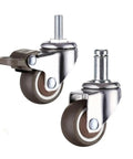 Heavy Duty Rubber Swivel Furniture Casters With Brake For 1, 1.25, 1.5, And 2 Inch Stems, displaying swivel and brake mechanism