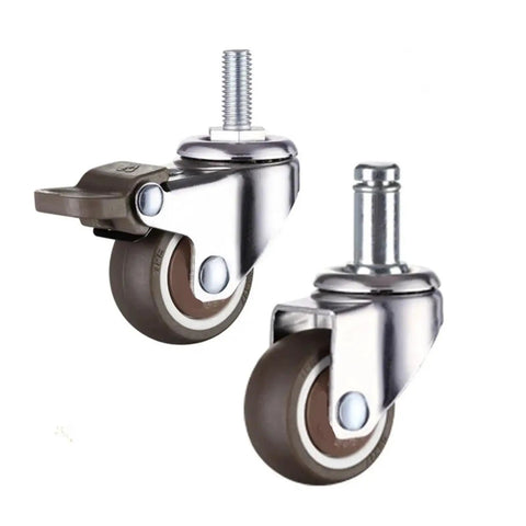 Heavy Duty Rubber Swivel Caster With Brake For Furniture And Trolleys, 1 Inch Stem, Smooth Rolling Wheel Castors, Durable Trolley Wheels