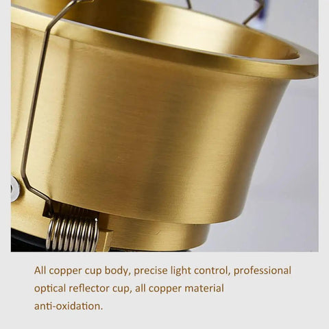 3 Inch Recessed Led Can Lights Solid Brass Eyeball Spotlight 30 Degree Rotatable Downlight Kit detailed view of brass cup housing.