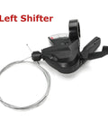 8 Speed MTB Trigger Right Shifter And Left Friction Ratcheting Thumb Shifter Pair, left shifter, aluminum plastic, cables shown