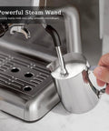 Top Shelf Espresso Machine With Built In Grinder And 20 Bar Pressure Sleek Milk Frother for creamy lattes, steam wand frothing milk.