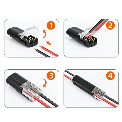 Double Wire Plug In Connectors With Locking Buckle No Wire Stripping Required Quick Connect Two Pin Electrical Splice