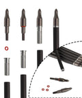 High Performance Carbon Arrows 400 Spine With Helical Feathers And Removable Tips, showing black shafts and metal tips