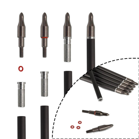 High Performance Carbon Arrows 400 Spine With Helical Feathers And Removable Tips, showing black shafts and metal tips