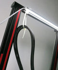 Close-up of LED lighting on stainless steel frame of 3D Printer Enclosure With Constant Temperature LED Lighting Soundproof Dustproof Heating Tent.