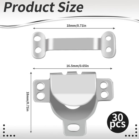 Go-To Heavy Duty Metal Hooks And Eyes Closure Set For Jeans, Denim, Trousers And Lingerie Repairs, 30 Silver Reinforced Fasteners size details