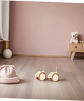 Swivel Caster Wheels With Brakes, Rubber Stem Casters For Furniture Replacement displayed on nursery floor