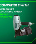 Metabo HPT coil siding nailer compatible with Coil Siding Nails 3,600 Count 1-3/4 Inch By.092 Inch 15 Degree Full Round Head