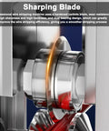 Close-up of sharp blade in Beast Drill Powered Wire Stripping Machine For Copper Recycling With Hand Crank 0.06 To 1 Inch Range