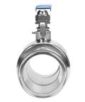 3 Inch Tri Clamp Clover Ball Valve Stainless Steel 304 PTFE Lined front view
