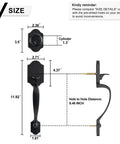 Size diagram of Double Door Lock Set With Dummy Handle And Single Cylinder Deadbolt in Matte Black Finish, showing measurements.