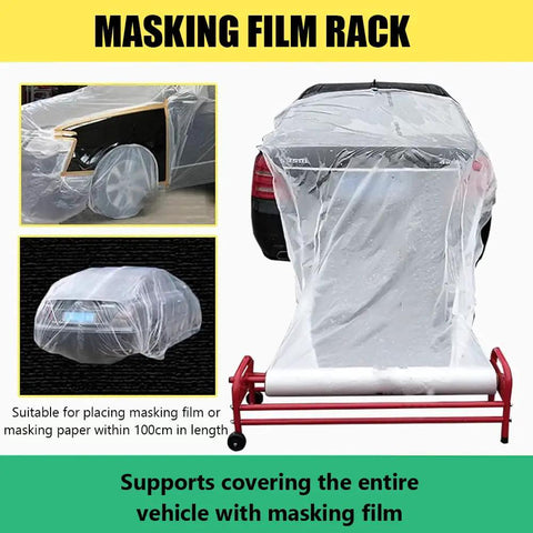 Rolling Masking Film Machine With Mobile Stand On Wheels For Car Paint Repair And Body Shop Easy On Site Masking Paper System