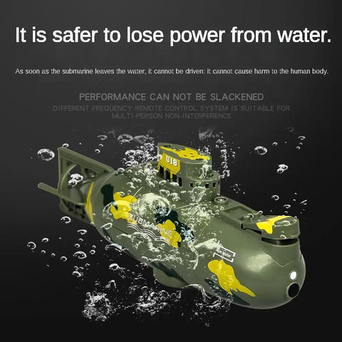 Rad Military Style Nuclear Submarine RC Toy for Kids Realistic Camouflage Dive Float and 360 Degree Spin in water