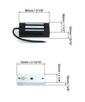 Tough As Nails Electric Magnetic Lock Two Pack showing dimensions of locks and hardware for secure door installation.