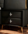 Black nightstand with snake shaped cabinet knob set 4 pcs in zinc alloy silver finish slick serpent drawer pulls.