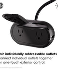 Cync Outdoor Smart Plug With Bluetooth And Wi-Fi Weather-Resistant Outlet Socket showcasing two sockets, black finish