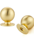 Round Ball Cabinet Knobs For Dresser And Kitchen, Brushed Brass 0.95 Inch Diameter, Zinc Alloy Hardware, Sleek Minimalist Drawer Pulls