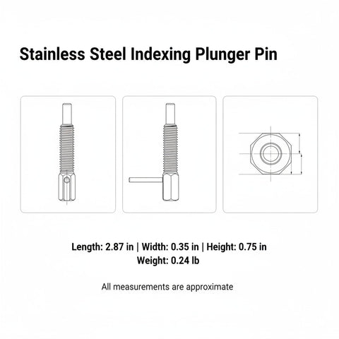 Heavy Duty Stainless Steel Indexing Plunger Pin With Spring Loaded L Handle Lock Down Bracket dimensions drawing and specifications.