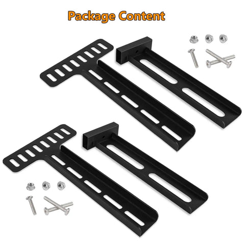 Ultra Tough Headboard Brackets For Metal Bed Frame Universal Adjustable Wall Mount Kit With Footboard Extension Solid Steel Black Finish, includes 4 brackets and hardware.