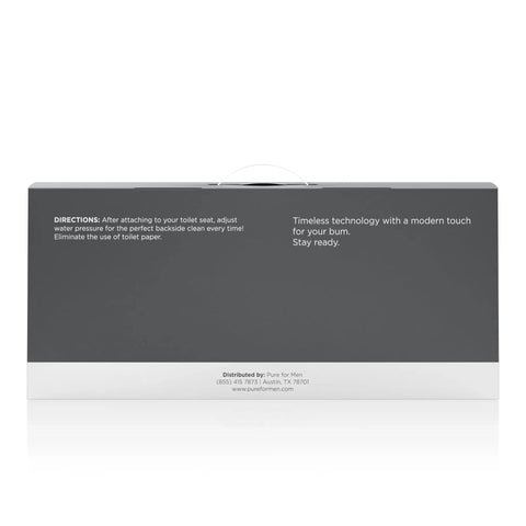 Back of product box with directions for Man Friendly Bidet Toilet Seat Attachment With Dual Self Cleaning Nozzles Front And Rear Non Electric Sprayer