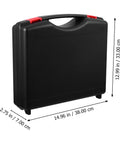 Badass Portable Plastic Tool Case With Slide Out Drawers And Heavy Duty Carry Handle For Technicians Gear Sorting High Capacity Foldable Jobsite Hauler Durable Workbox side view showing dimensions