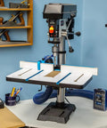 Beefy Drill Press Table and Fence for Rock-Solid, Repeatable Drilling with Large Work Surface and Dual T-Track System