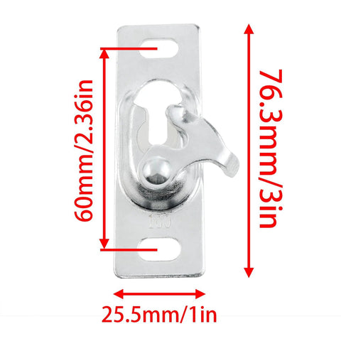 Sliding Door Panel Hanger Set For Storage And Bathrooms, shown with dimensions 76.3mm by 25.5mm, sturdy metal hardware.