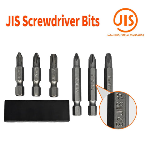 JIS Screwdriver Bit Set With Magnetic Tips 35mm And 50mm One Quarter Inch Hex Shank S2 Alloy Steel Pro Grade For Japanese Cars Motorcycles Bicycles And Other Gear Maintenance